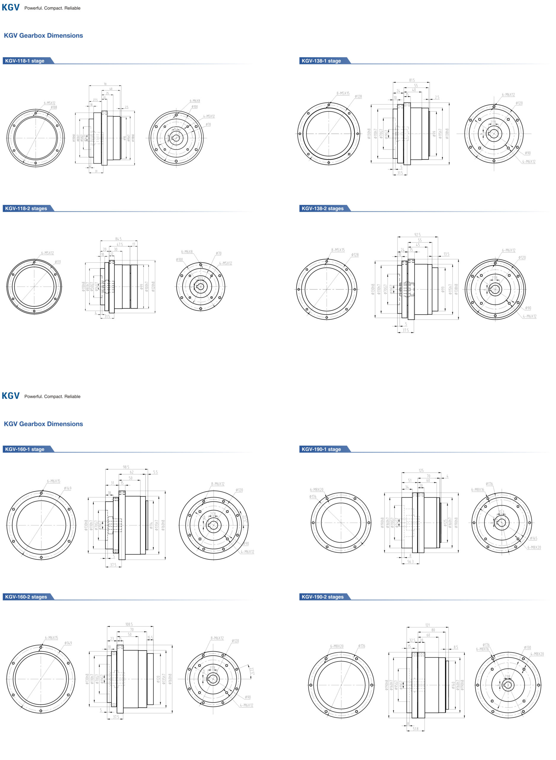 KGV Gearbox Dimensions