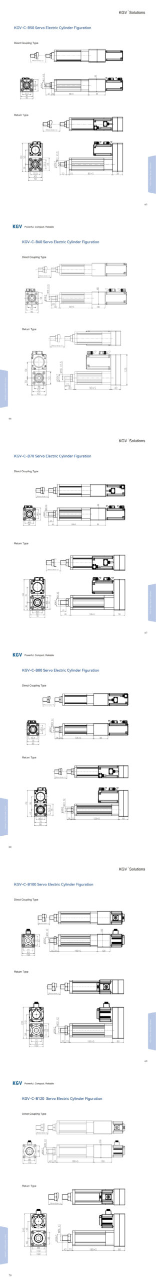 KGV Servo Electric Cylinders Gearbox Dimensions