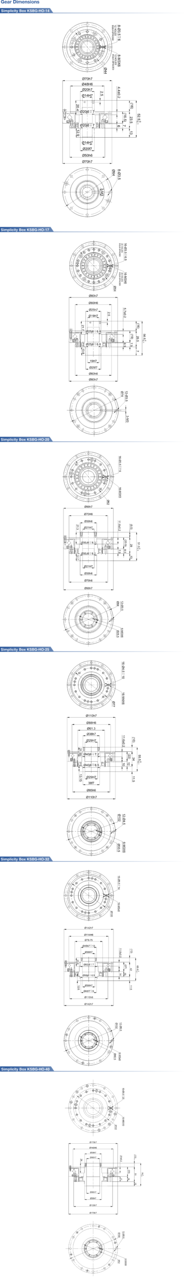 KSBG-HO Strain Wave Gear Dimensions